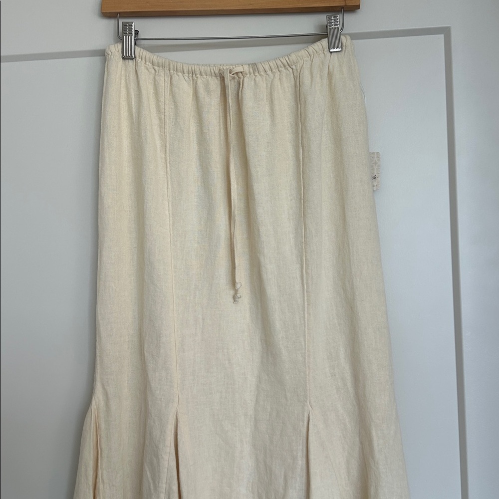 NWT Free People Light Cream Maxi Skirt with Drawstring Waist - Picture 6 of 12